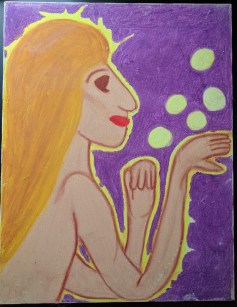 yellow bubble lady painting